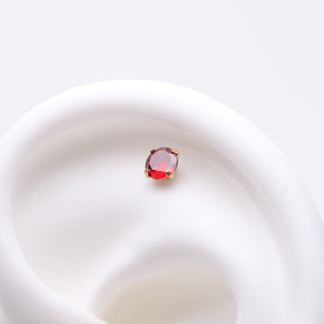 Detail View 1 of Pure24K Implant Grade Titanium OneFit Threadless Garnet CZ Prong Set Birthstone Gem Top Part